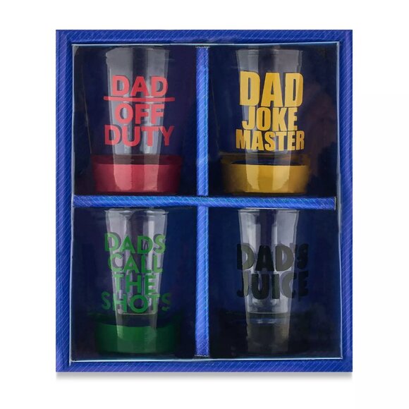 Way To Celebrate Father’s Day Shot Glass Set, 4 Pieces - Fun and Festive Designs - Picture 1 of 4